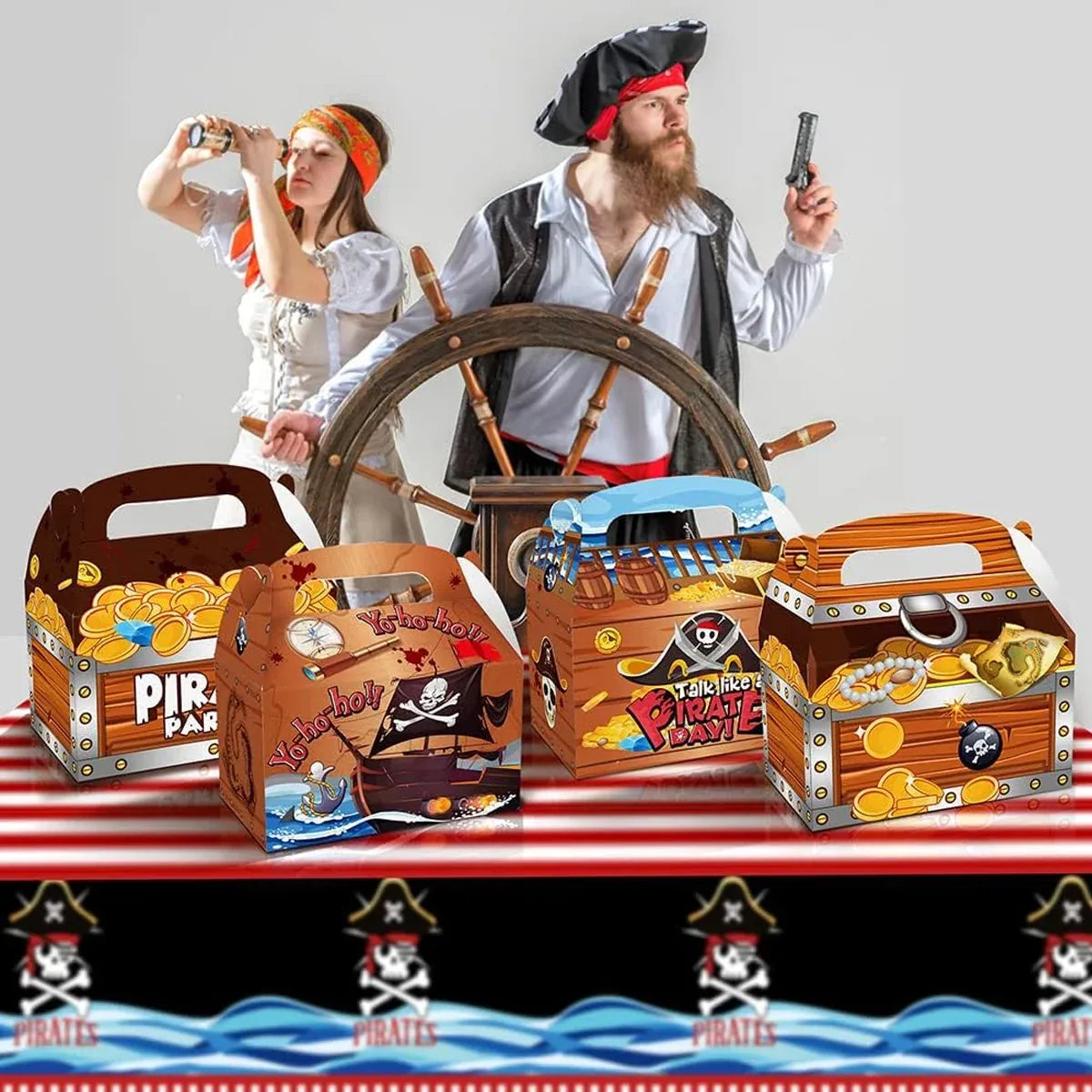 12-Piece Pirate-Themed Party Favour Box Set in Two Designs