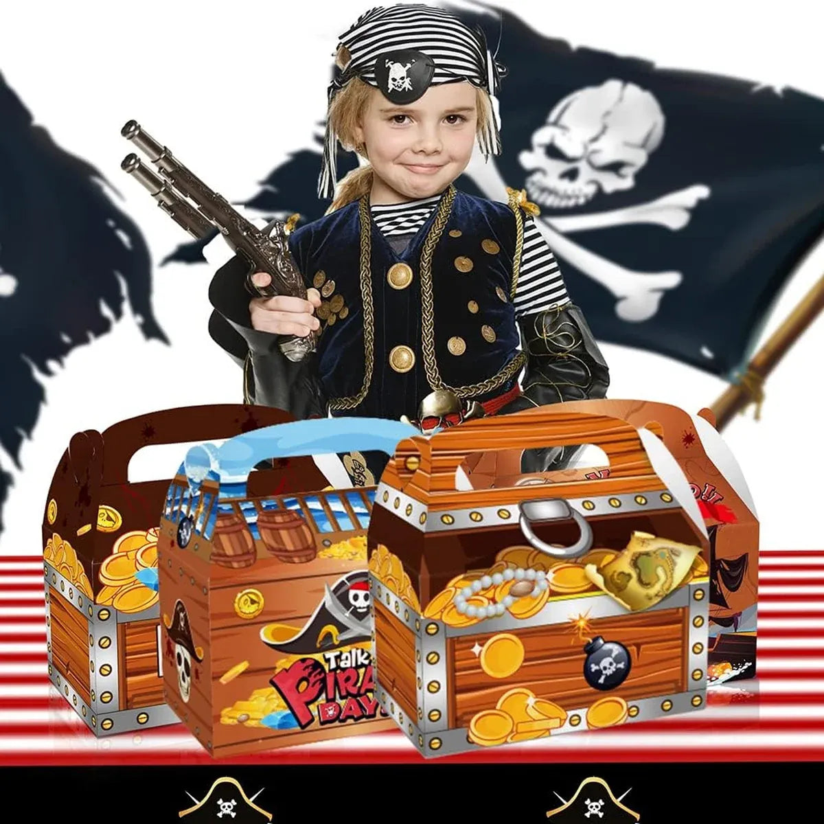 12-Piece Pirate-Themed Party Favour Box Set in Two Designs