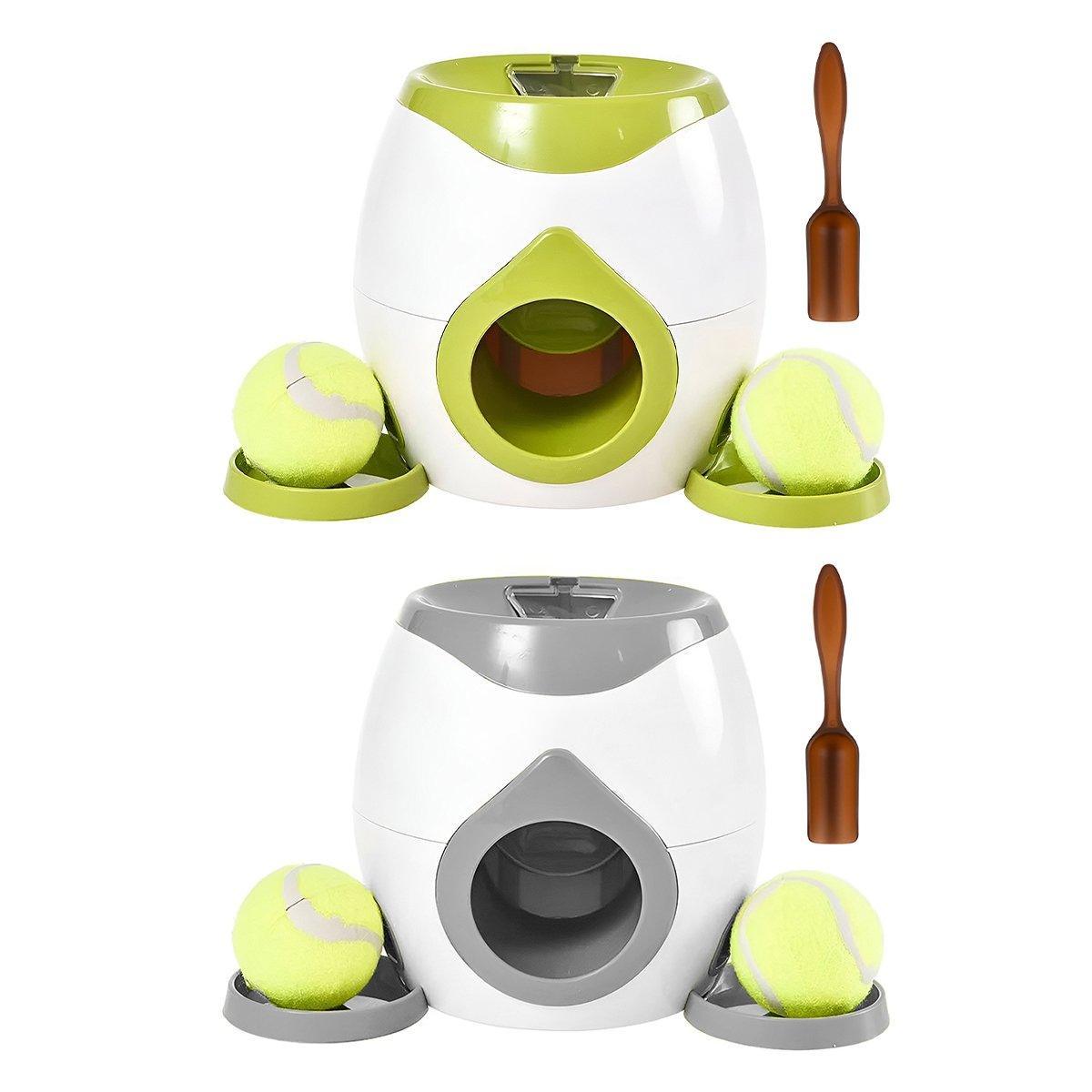 Interactive Dog Toy Tennis Feeder Machine for Training and Treat Rewards - Green