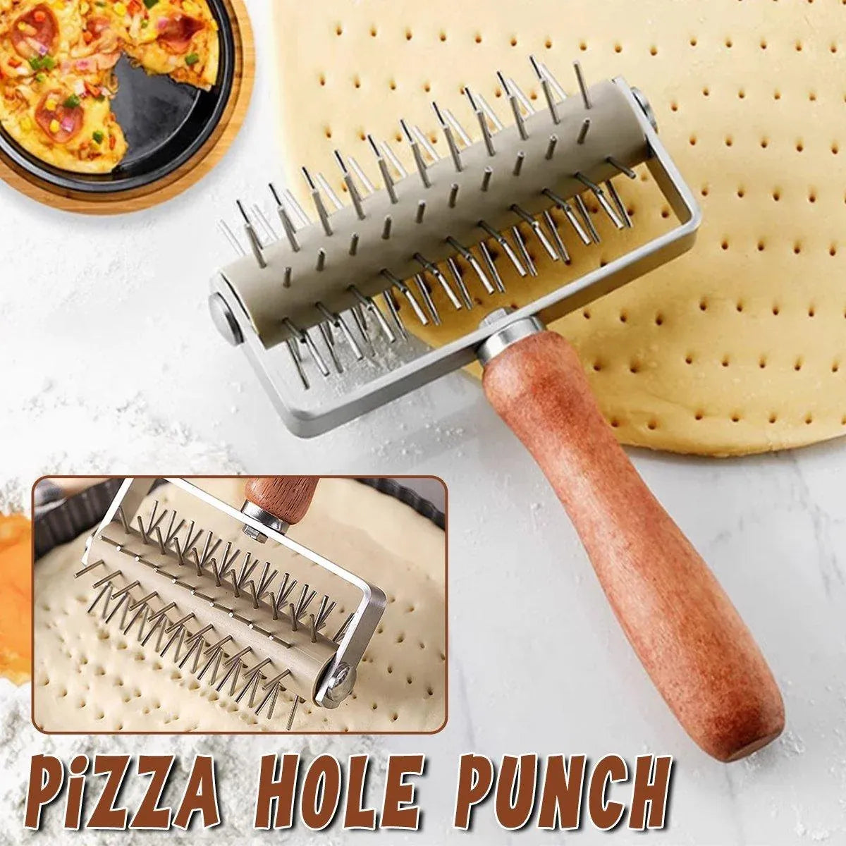1-Piece Pizza Dough Docker Roller with Handle