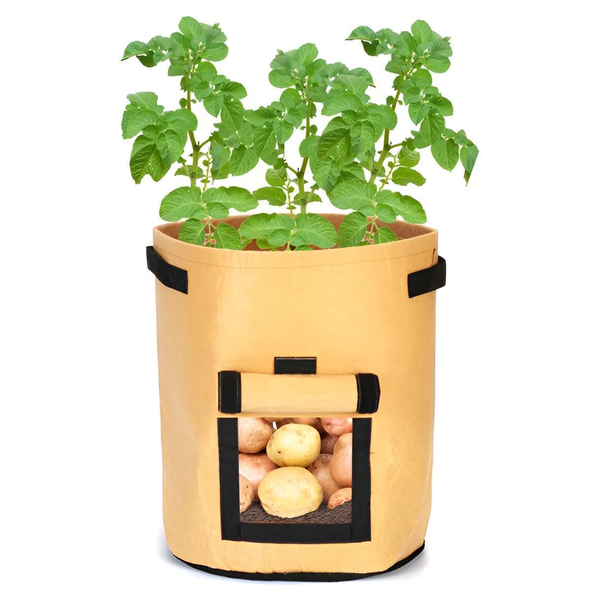 10 Gallon Potato Grow Planter Container Bag Pouch Root Plant Growing Pot Side Window - Black