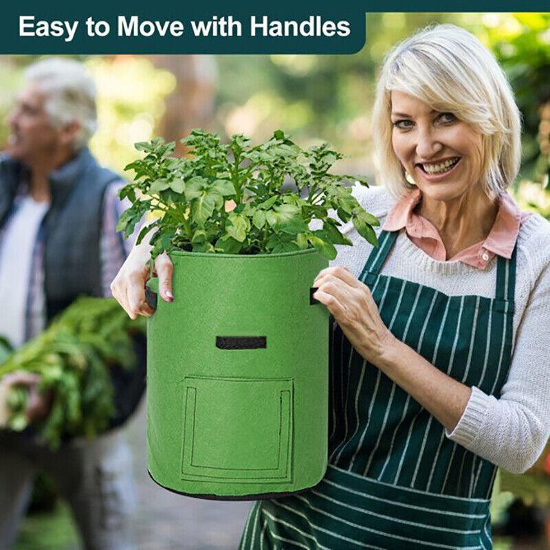 10 Gallon Potato Grow Planter Container Bag Pouch Root Plant Growing Pot Side Window - Green