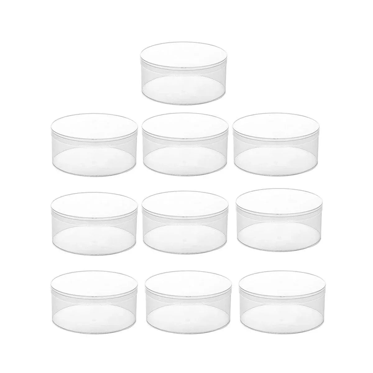 10pcs Clear Round Gift Boxes Plastic Candy Storage Containers for Party Favors - 15x6.5cm