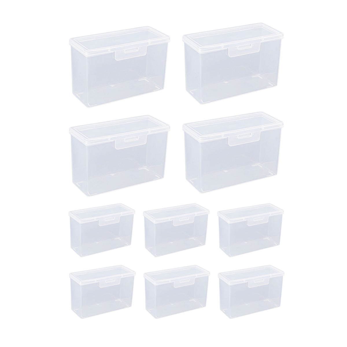 10PCS Card Storage Box Transparent Plastic Holder ID Business Card Organizer - Long And Tall