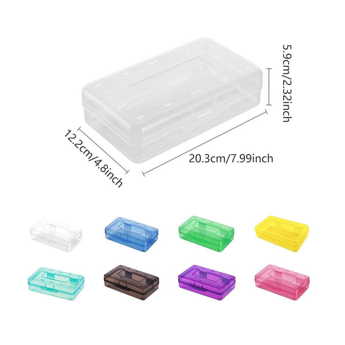 Large Capacity Transparent Plastic Pencil Case Multifunctional Student Art Box - Purple