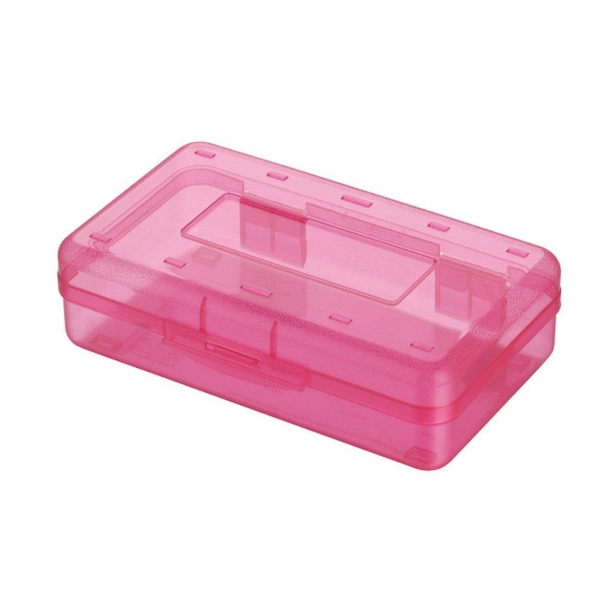 Large Capacity Transparent Plastic Pencil Case Multifunctional Student Art Box - Purple