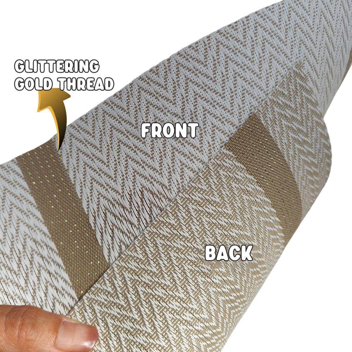 4X Anti-Slip Woven Placemat Waterproof Oil-proof Placemat Heat Resistant PVC Mat - Beige