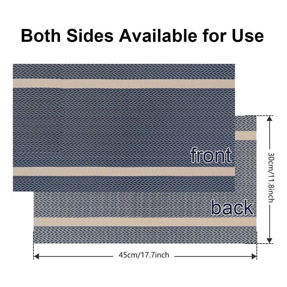4X Anti-Slip Woven Placemat Waterproof Oil-proof Placemat Heat Resistant PVC Mat - Blue