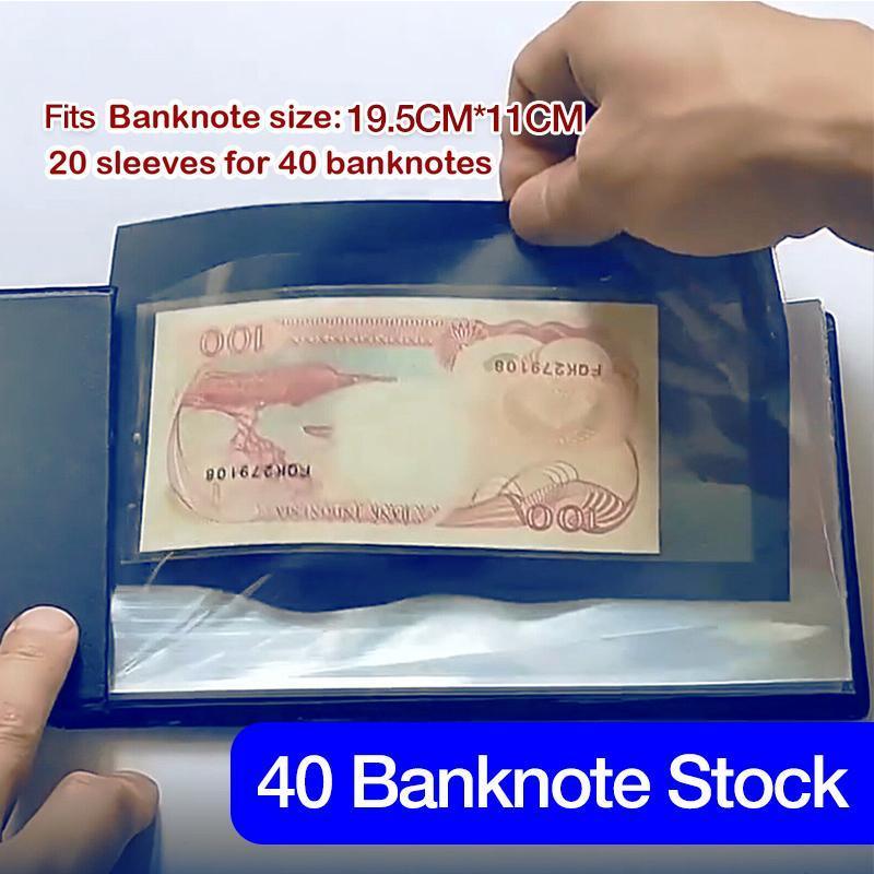 Navy BankNote 40 Pages Album Stock Collection Storage Currency Holder Pocket