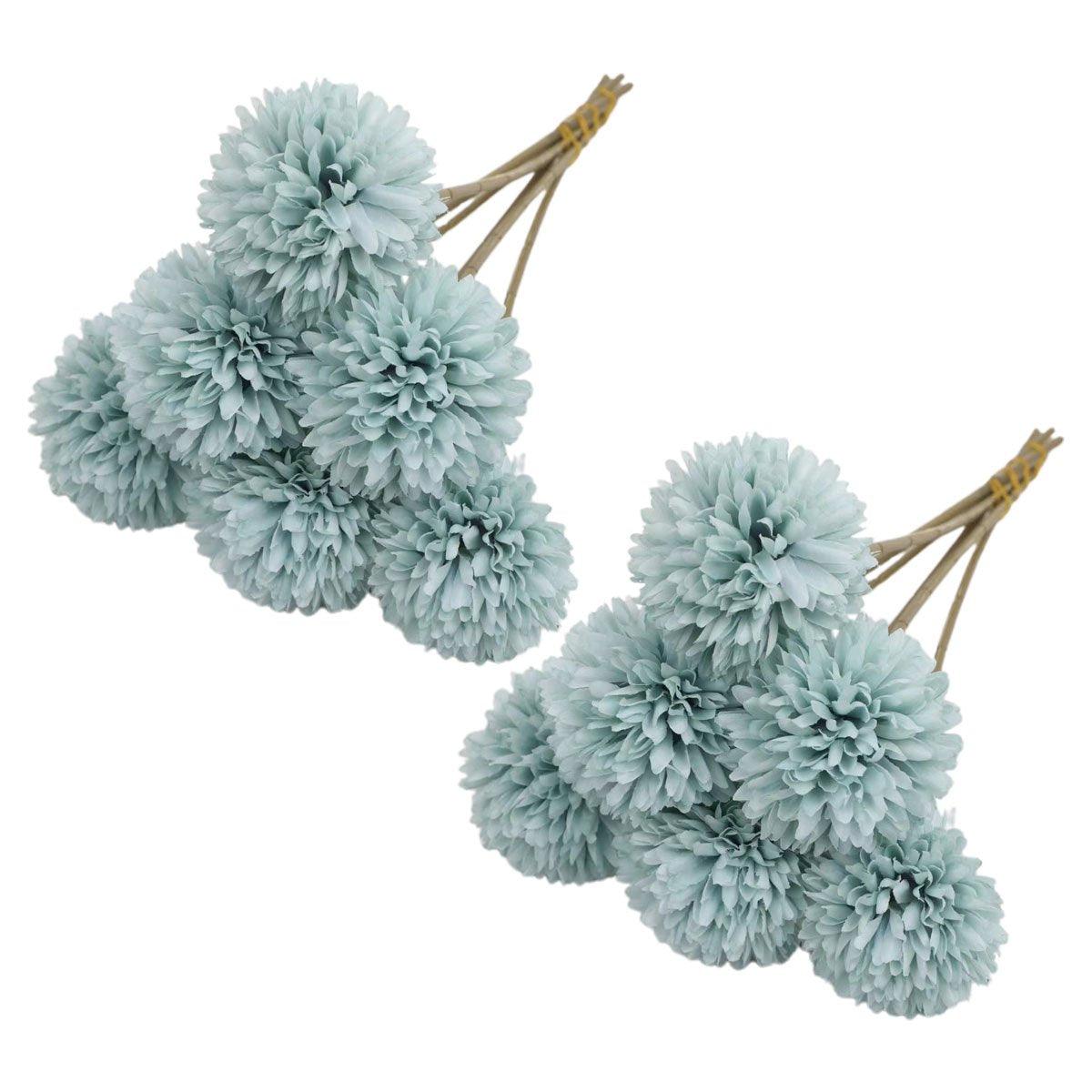12pcs Artificial Dandelion Fake Flower Simulation Arrangement Desktop Decoration - Blue