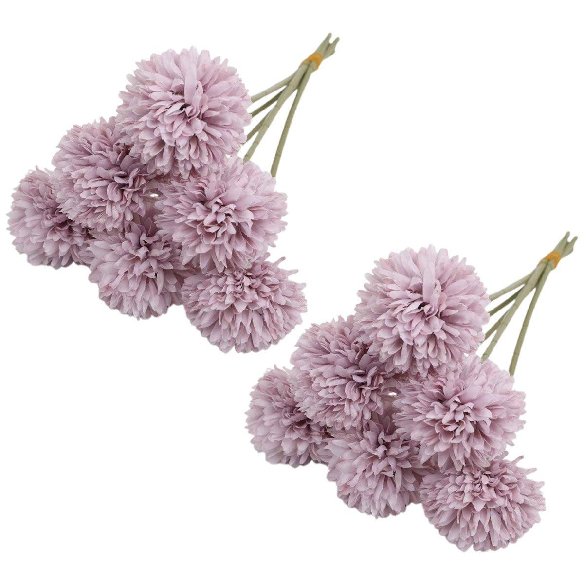 12pcs Artificial Dandelion Fake Flower Simulation Arrangement Desktop Decoration - Pink