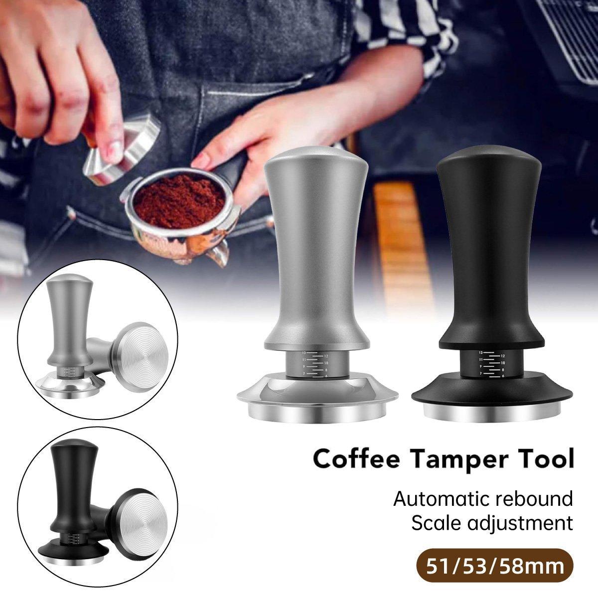 Adjustable Coffee Tamper with Scale Constant Pressure Espresso Powder Press Tool - Black-51mm