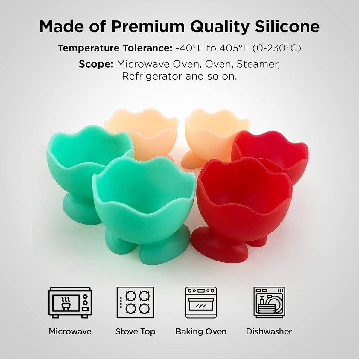 7PCS Breakfast Serving Cups Holders Set Boiled Egg Kitchen Silicone Egg Cup