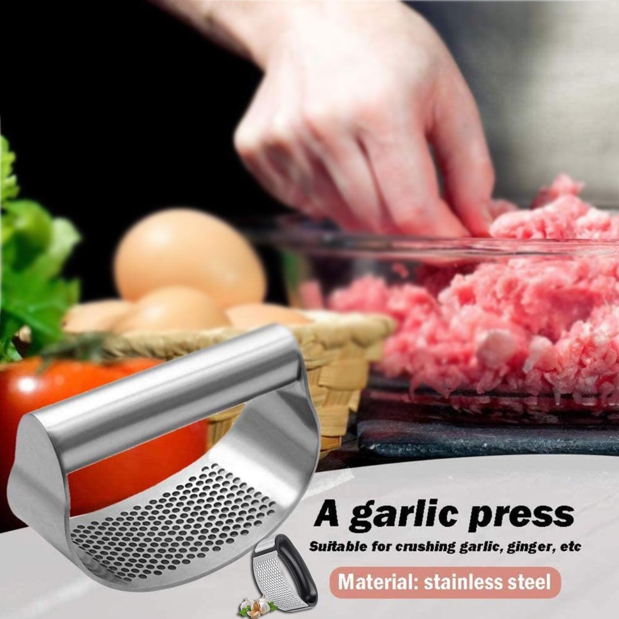 Stainless Steel Garlic Masher Press Crusher Squeezer Masher Kitchen Gadget Au - Black