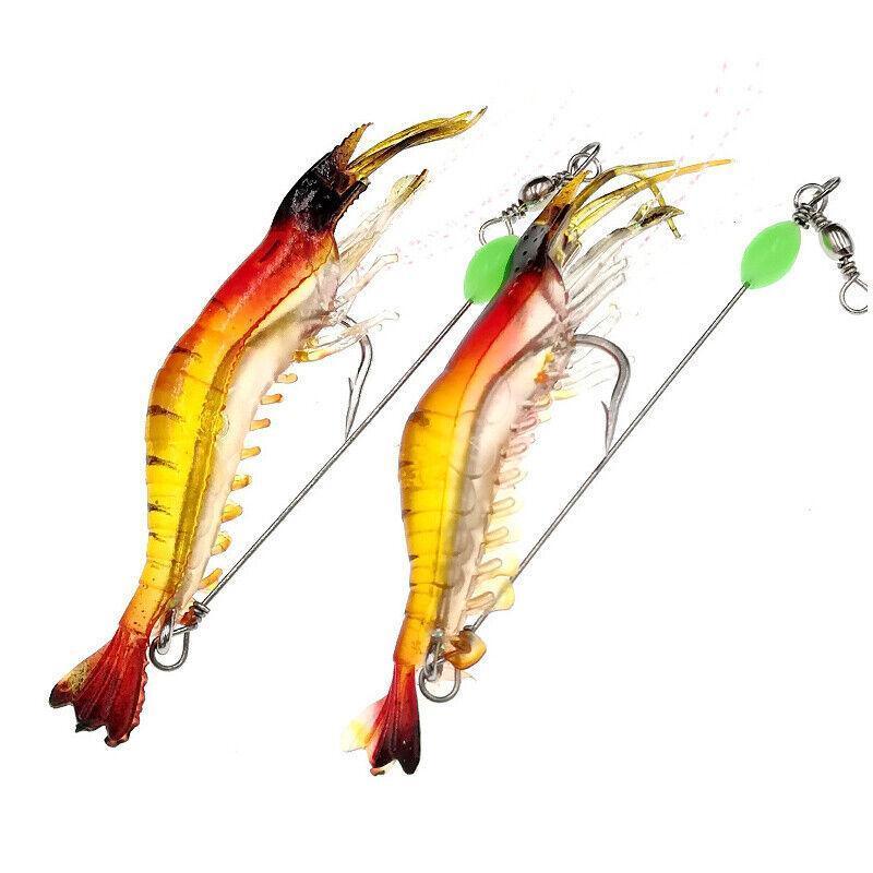 10 Pack Soft Shrimp Lures with Hooks for Bream Flathead Cod and Bass Fishing