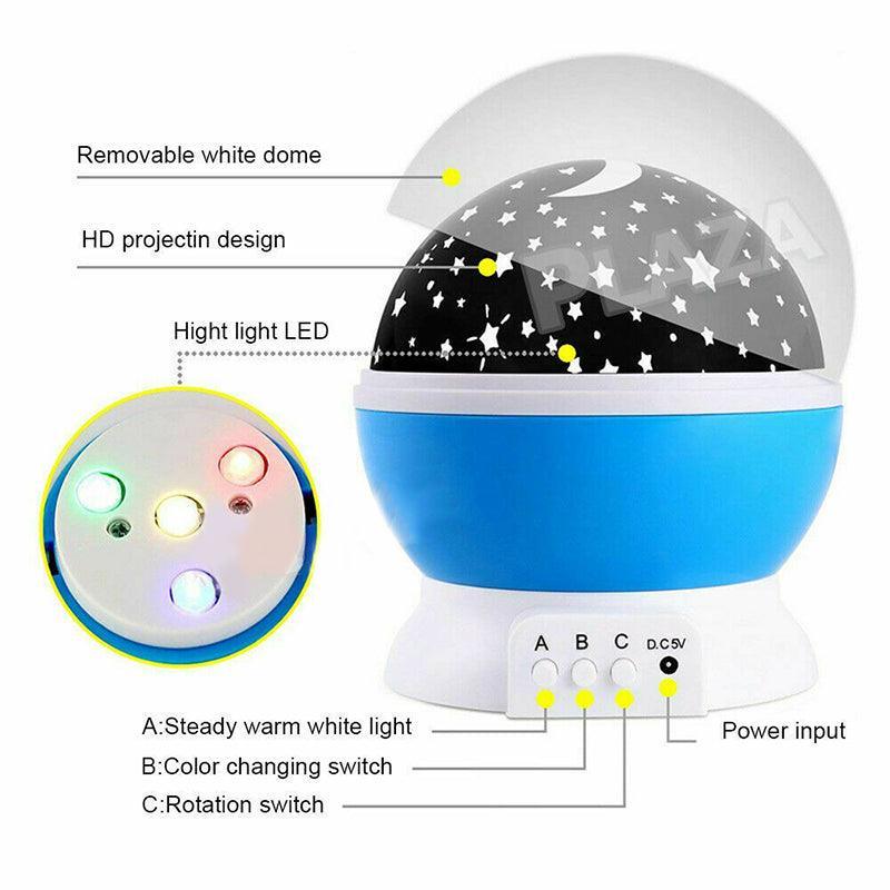LED Night Star Galaxy Projector Rotating Lamp for Bedroom Ambience and Gift Use - Black