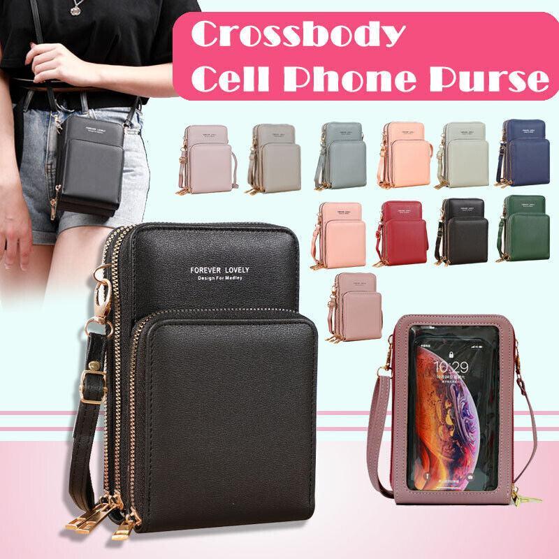 Women Crossbody Phone Purse Touch Screen Bag Rfid Blocking Wallet Shoulder Strap - Red
