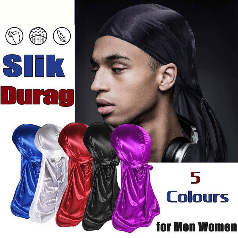 Velvet Durag Silky Hat Cap Men Women Premium Designer Doo Rag Wave Silk Headwear - Purple