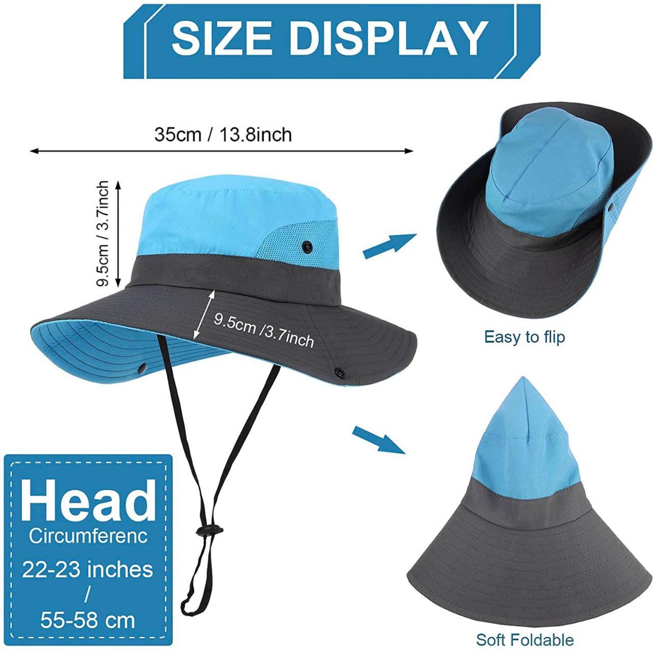 Women Wide Brim Ponytail Hat Sun Protect Visor Summer Beach Cap Anti Uv Floppy - Purple
