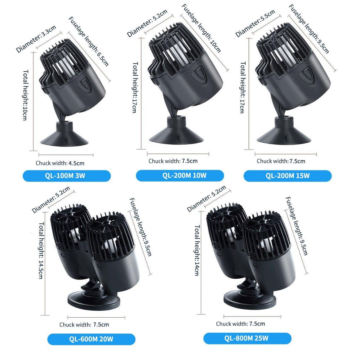 Aquarium Wave Maker Fish Tank Water Circulation Pump Powerhead with Suction Cup - 800M 25W