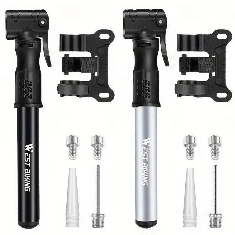 Portable Bicycle Pump Mini Inflatable Tube Pump Tire Inflator for Bike Cycling - Silver