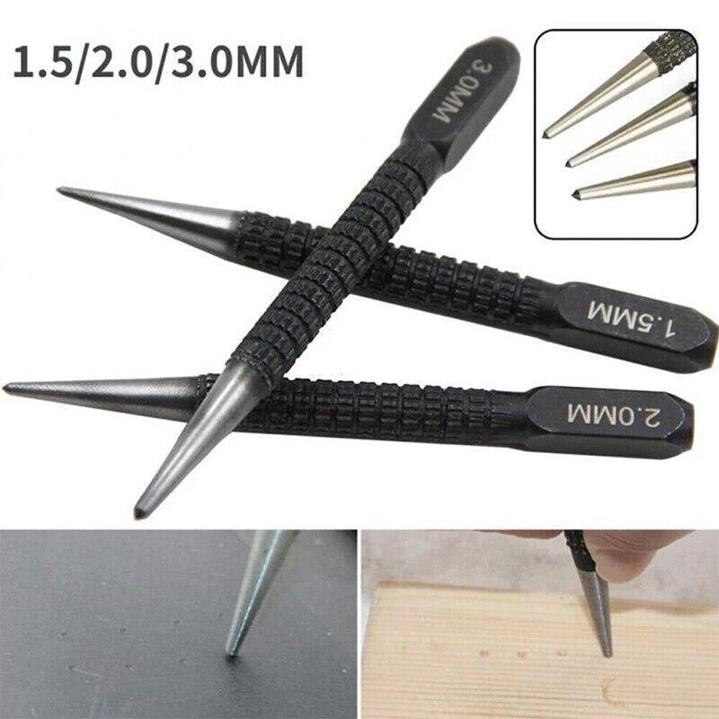 Nail Centre Punch Set 3PCS Round Head Wood Metal Super Impact Resistance