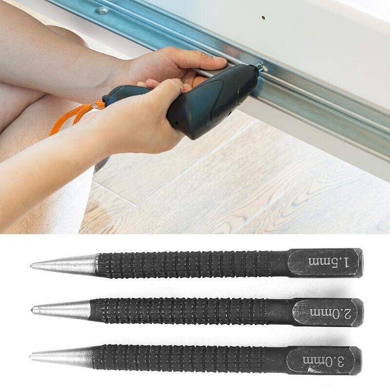 Nail Centre Punch Set 3PCS Round Head Wood Metal Super Impact Resistance