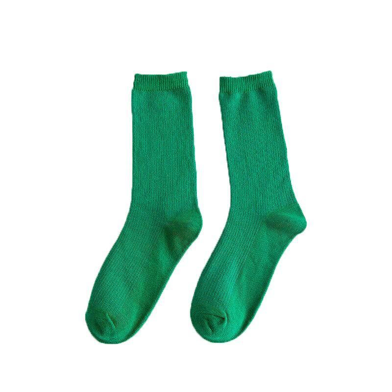 Olid Pure Colour Formal Socks Cotton Fashion Casual Breathable Crew Socks - Green 1 Pair