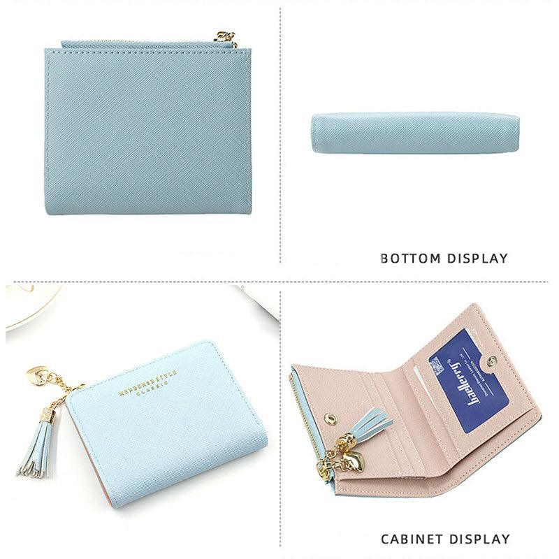 Women Wallet Short Small Coin Purse Ladies Folding Card Card Holder Leather Au - Red