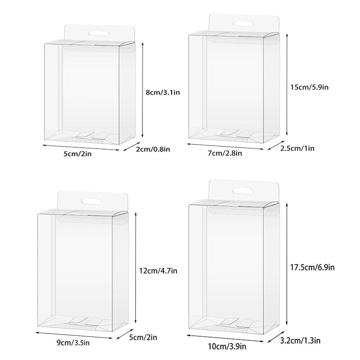 50pcs Transparent Gift Boxes with Hooks Clear Packaging Storage Containers - 10x3.2x17.5cm