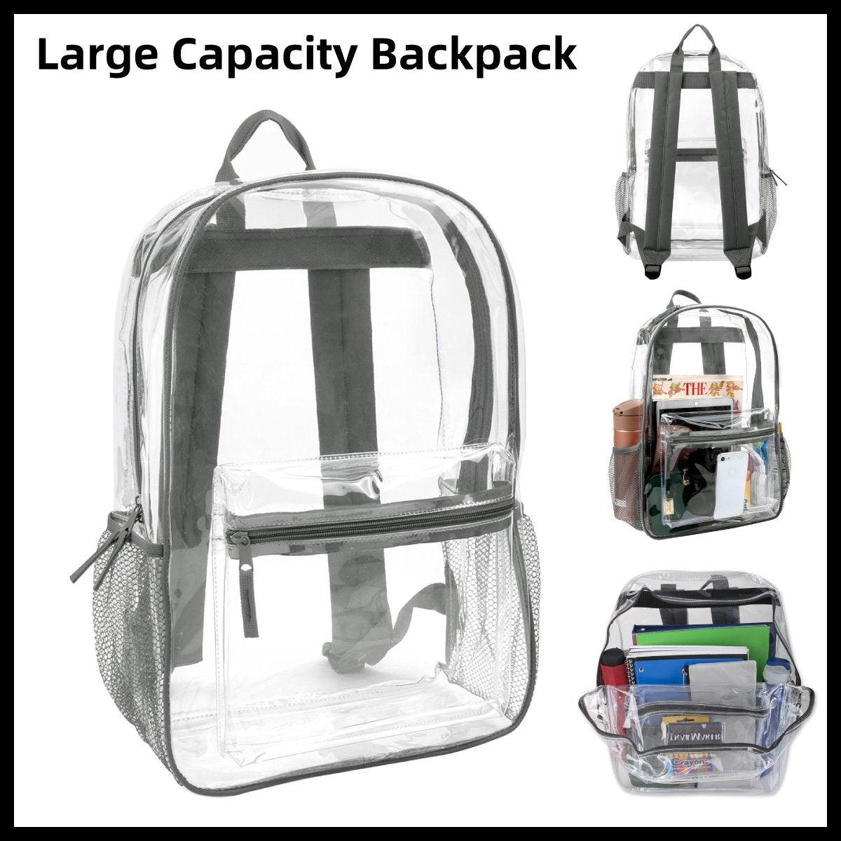 Waterproof Transparent Backpack Double Shoulder Large Capacity School Travel Bag