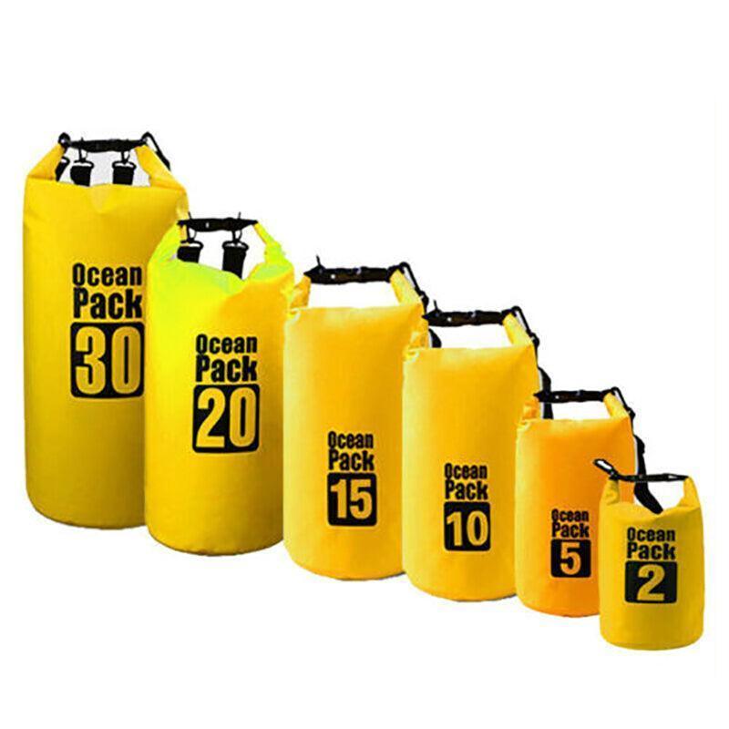 Yellow Waterproof Bag Dry Sack Fishing Camping Canoeing Outdoor 2/5/10/15/20/30 L - 30L