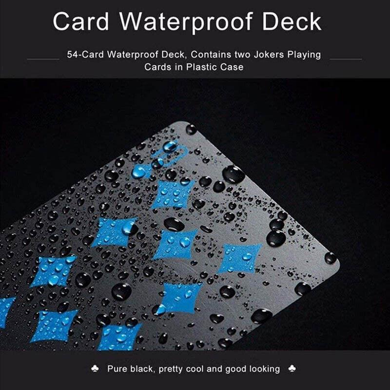 Waterproof PVC Playing Cards Poker Deck Black Plastic Magic Tricks Game Set - Blue