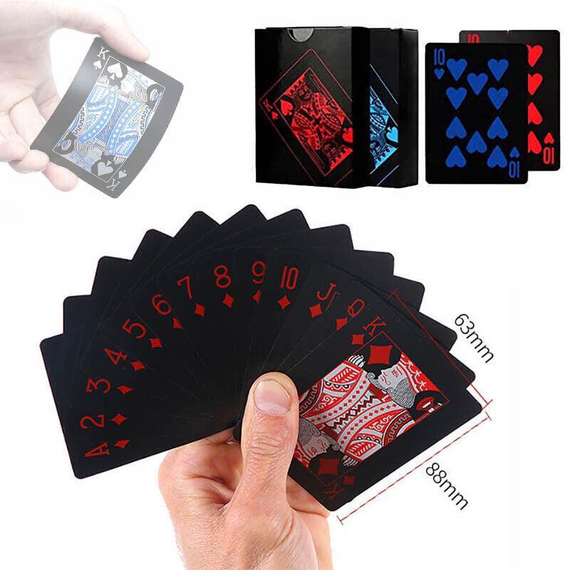 Waterproof PVC Playing Cards Poker Deck Black Plastic Magic Tricks Game Set - Red