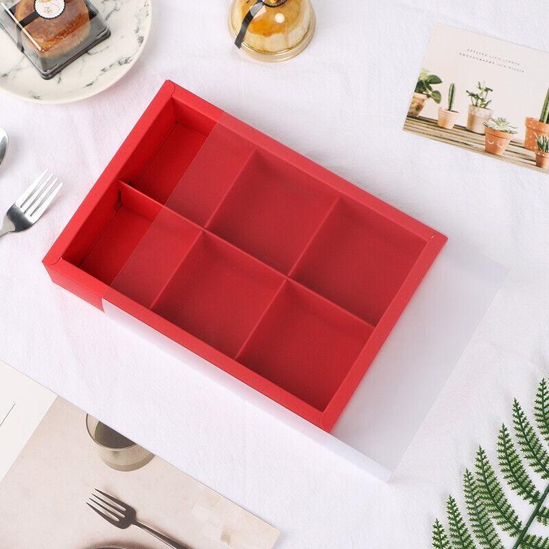 10PCS Cake Box with Transparent Lids Gift Packaging Boxes for Moon Cakes Cookie - Red