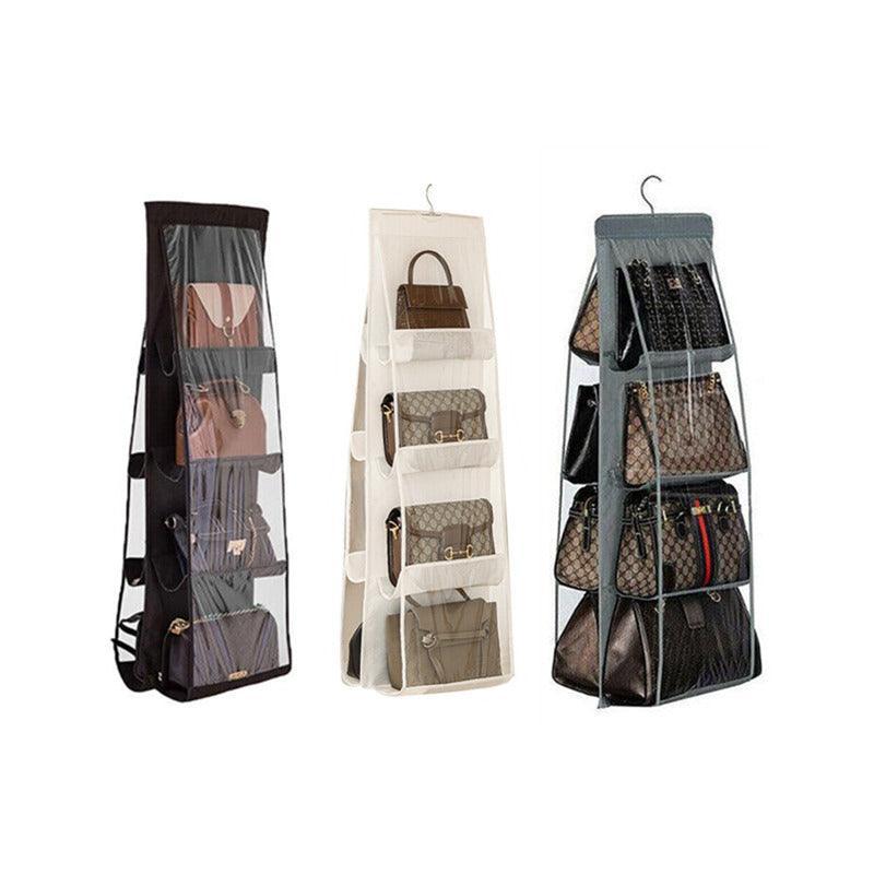 8 Pocket Double-sided Bag Handbag Storage Holder Hanging Organizer Shelf - White