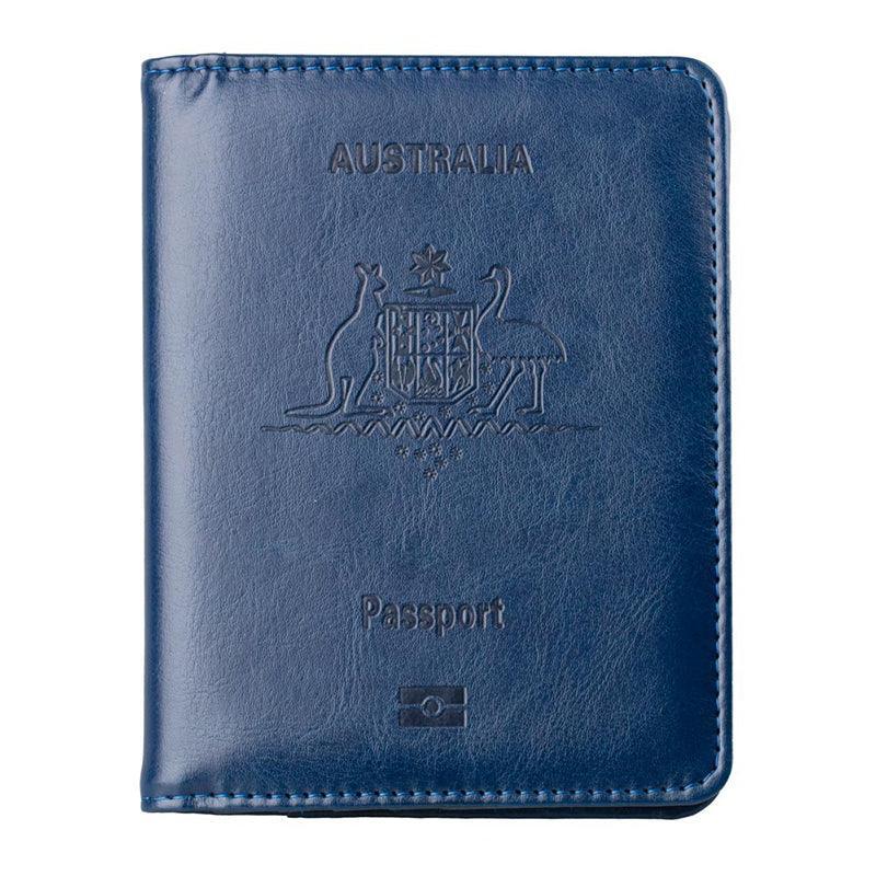 RFID Passport Holder Slim Leather Travel Wallet ID Card Cover Case for Men Women - Purple