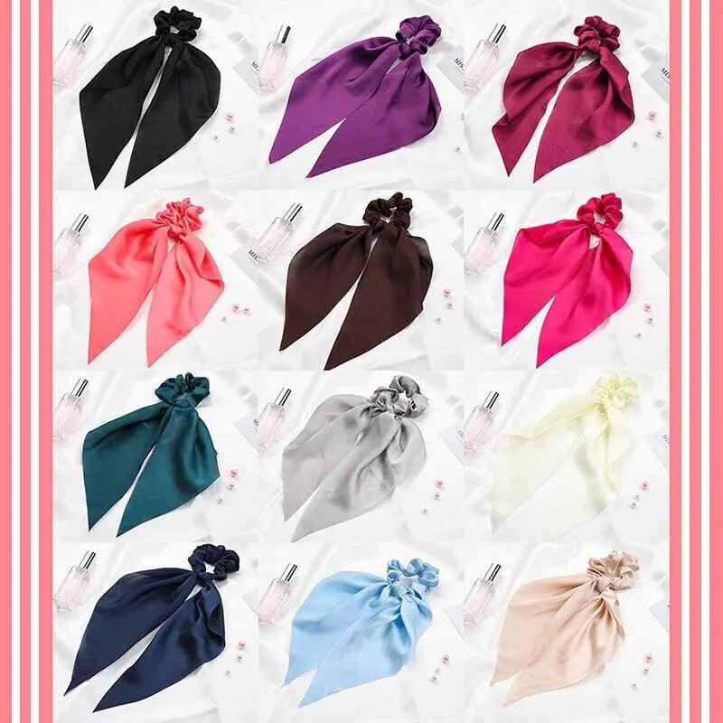 Chiffon Ponytail Scarf Bow Elastic Hair Rope Tie Scrunchies Ribbon Hair Bands - 17