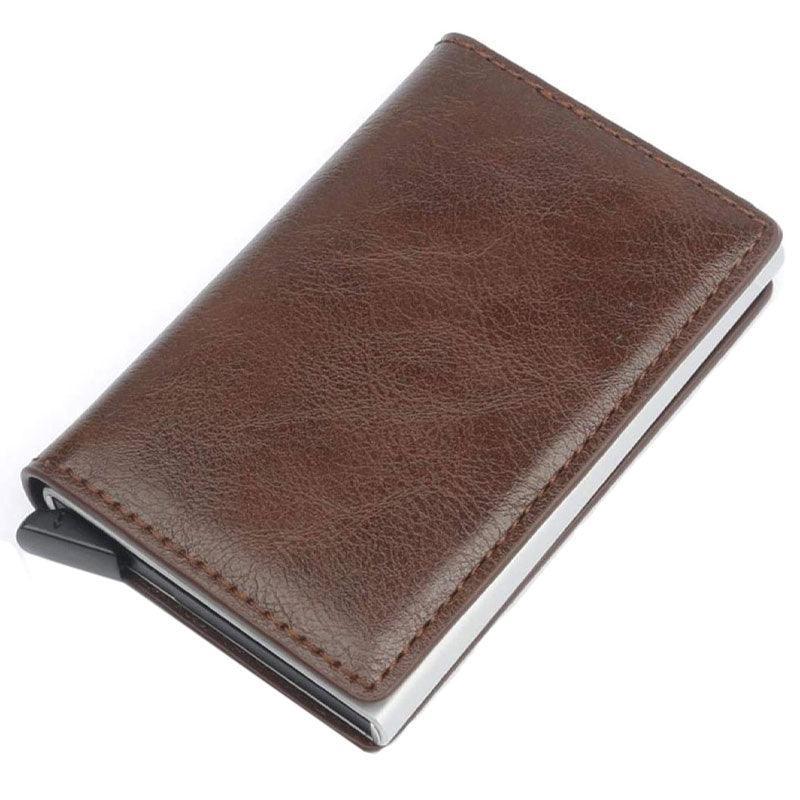 RFID Blocking Leather Card Wallet with Money Clip for Men Credit Holder - Dark Blue