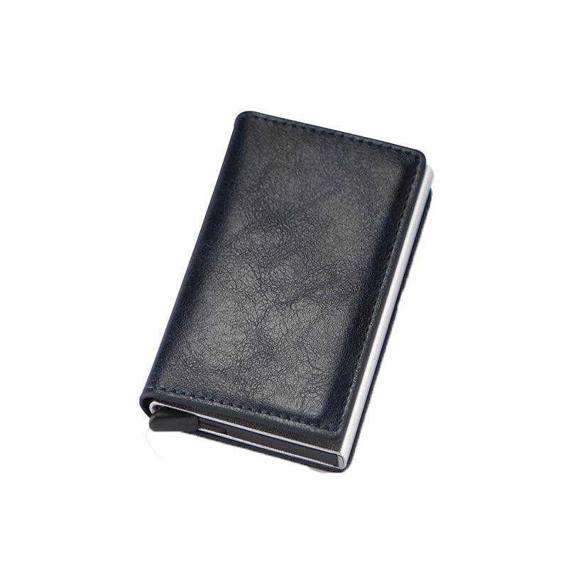 RFID Blocking Leather Card Wallet with Money Clip for Men Credit Holder - Dark Red