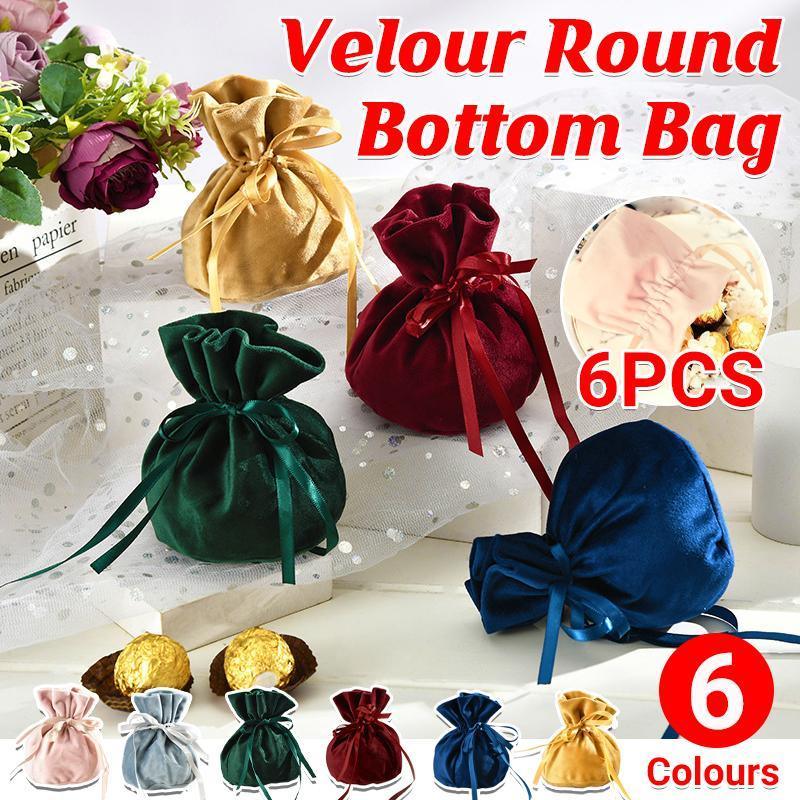 6PCS Velvet Cloth Drawstring Bags Gift Bag Jewelry Ring Pouch Earring Favor - Wine Red-6PCS