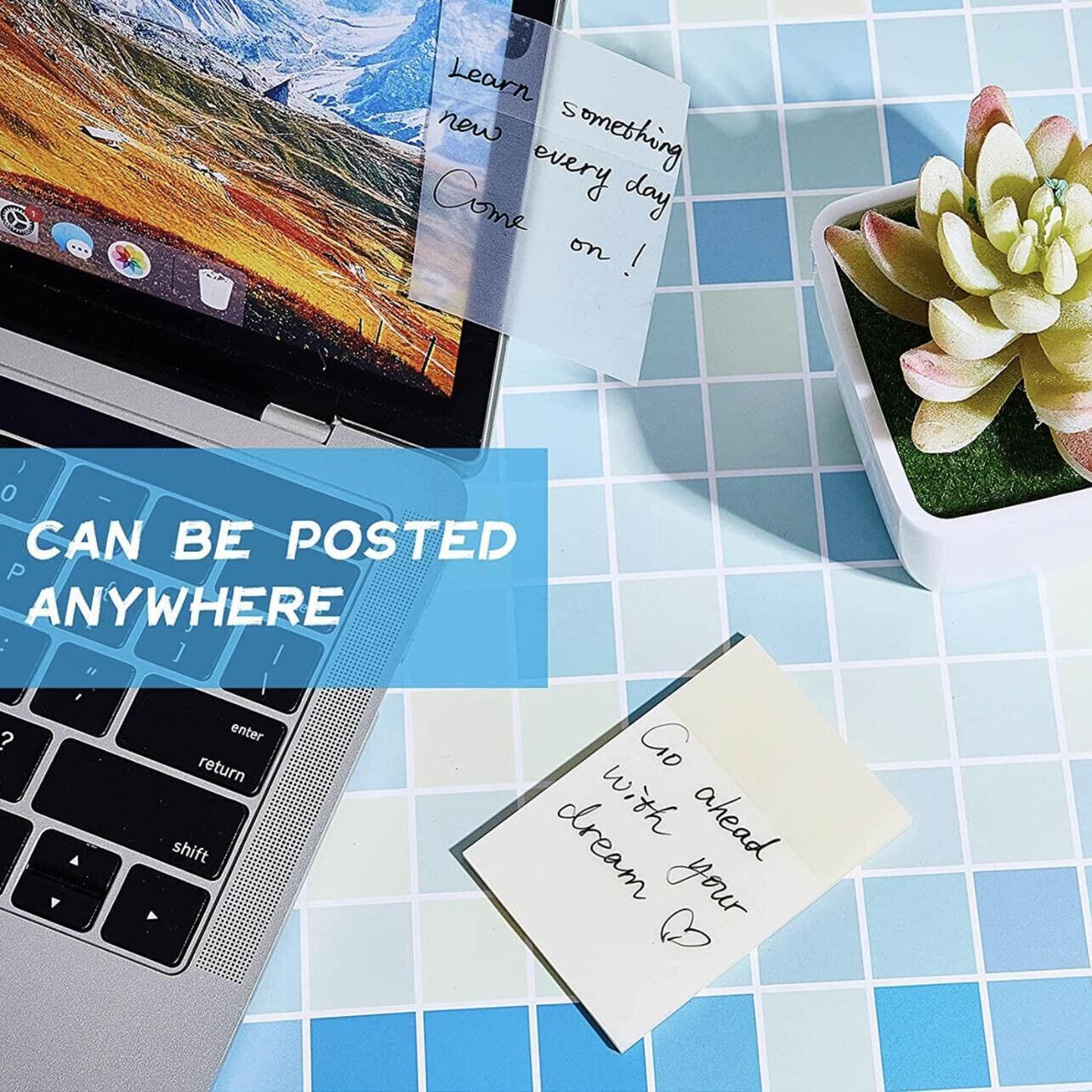 50 Sheets Clear Sticky Notes Pad Waterproof Self-Adhesive Memo Message Note Au