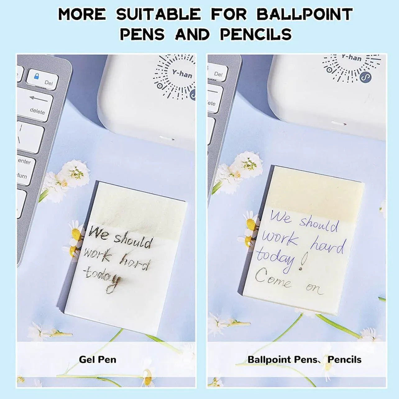 50 Sheets Clear Sticky Notes Pad Waterproof Self-Adhesive Memo Message Note Au