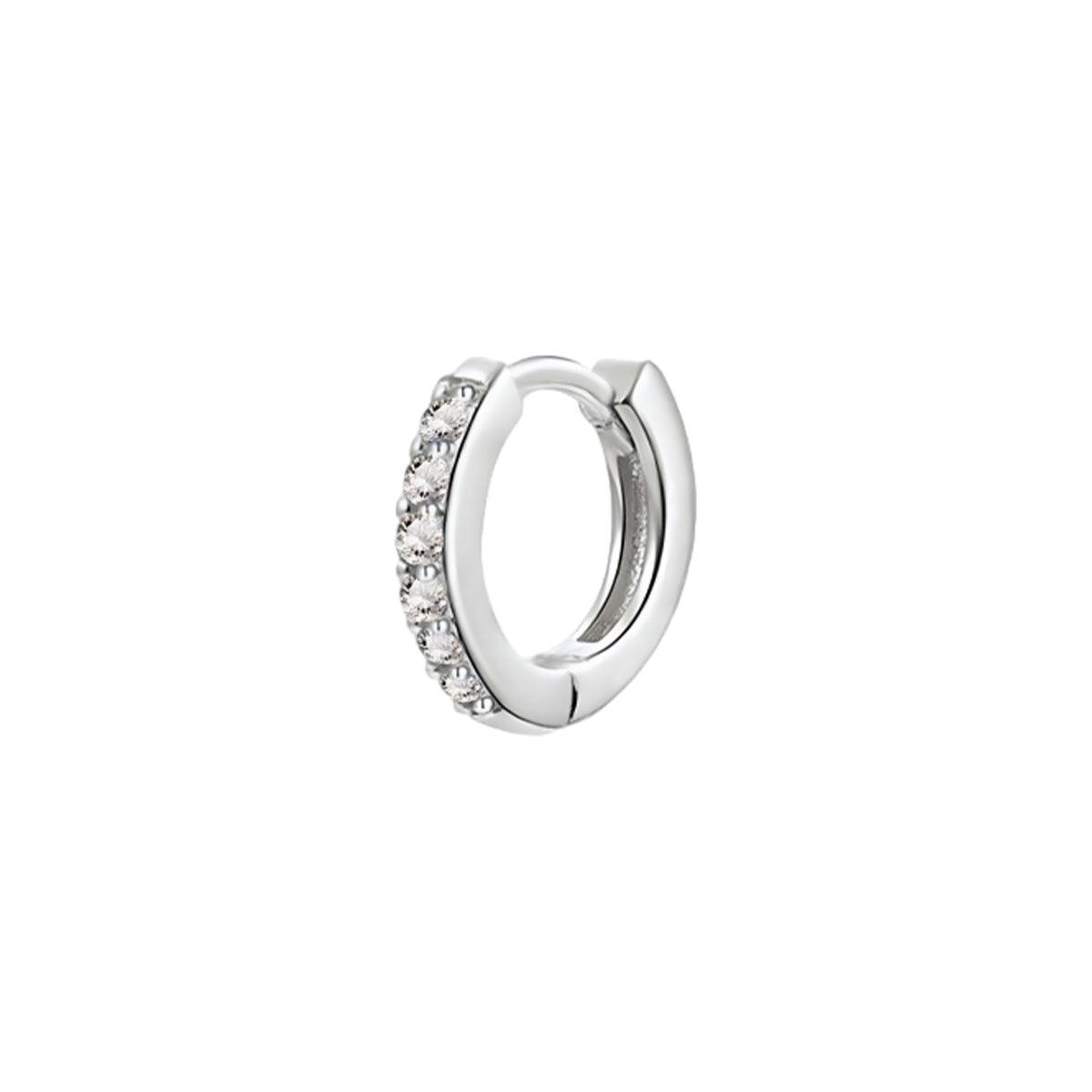 925 Sterling Silver Gold Rings Plated Cubic Crystal Cuff Huggie Hoop Earrings Au - Silver-Green Crystal