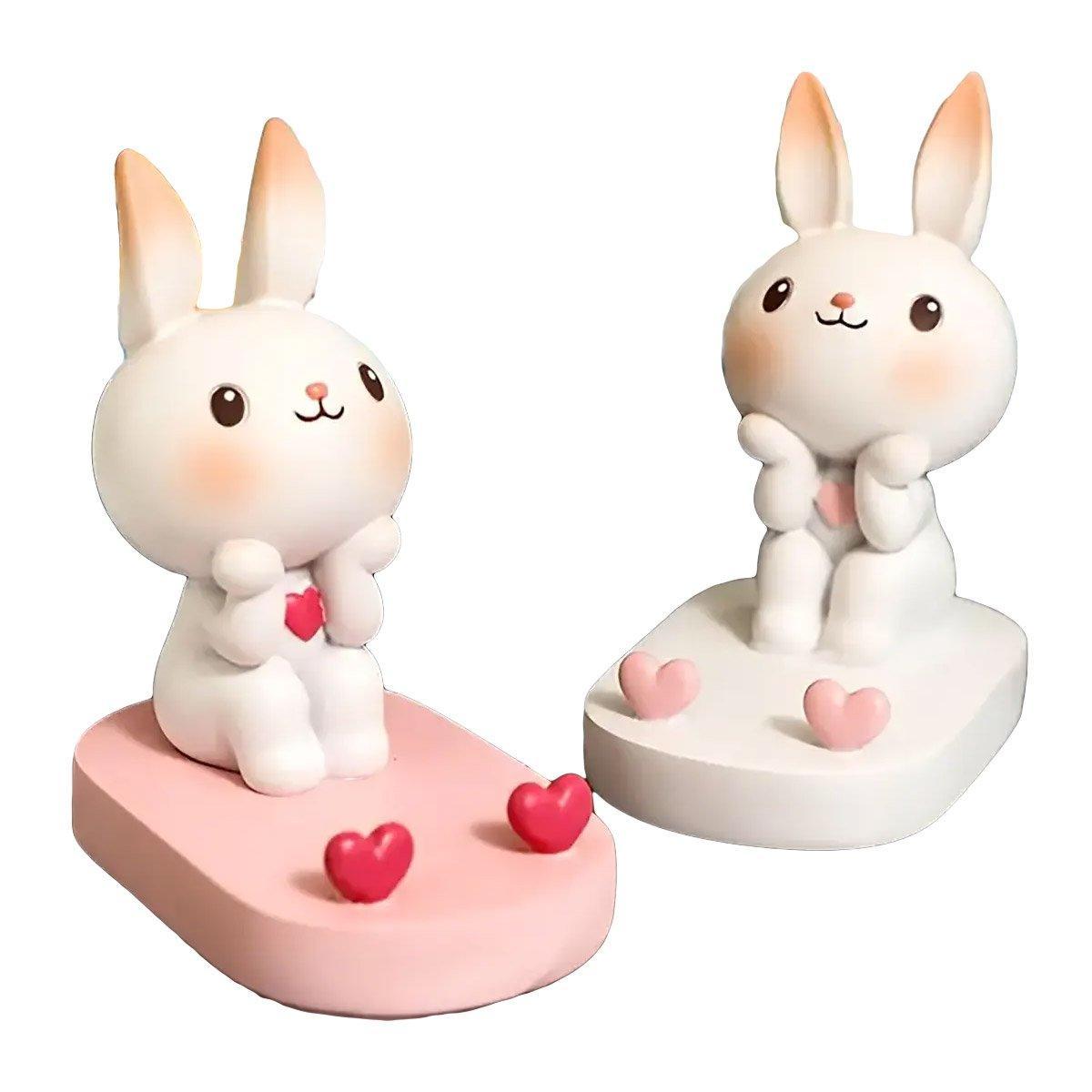 Cartoon Rabbit Phone Holder Desktop Stand Cute Mobile Phone Stand for Office - Pink