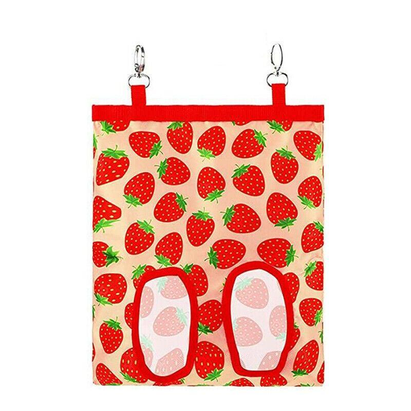 Hay Bag Guinea Pig Rabbit Feeding Bag Animal Hay Feeder Bag Hanging Feeder - Red