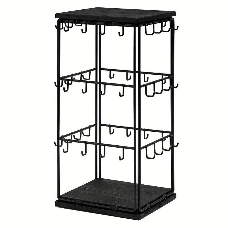 Iron Desktop Earrings Display Organizer Jewellery Stand Holder for Home Storage - Black