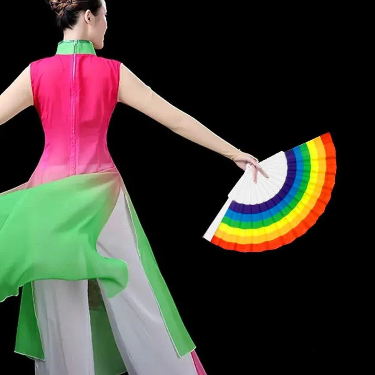 6-Piece Rainbow Folding Hand Fan Set