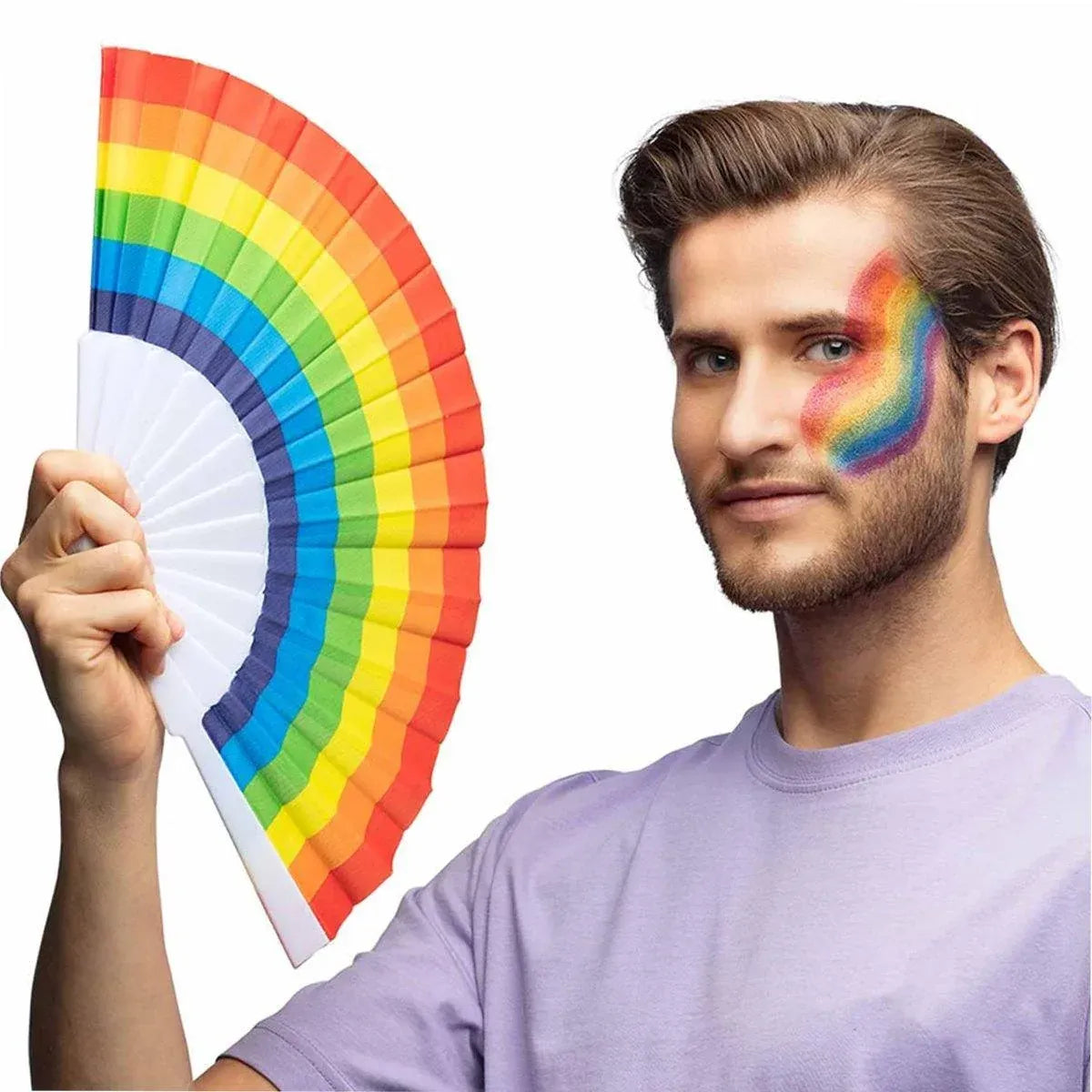 6-Piece Rainbow Folding Hand Fan Set