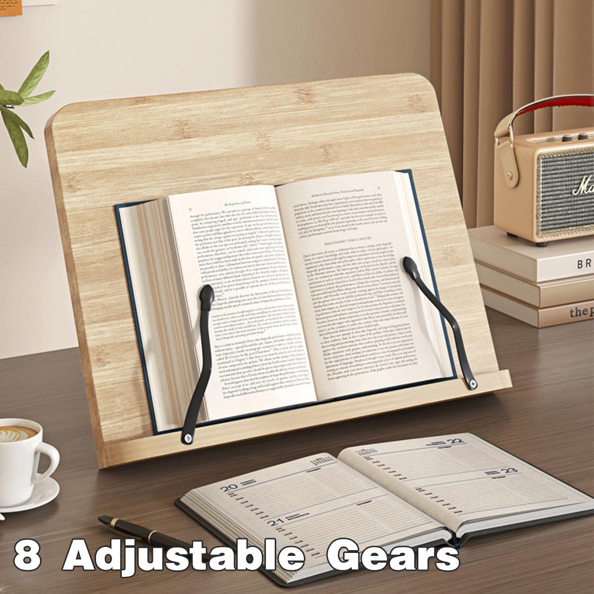 Wooden Adjustable Reading Stand Multifunctional Book Holder Bracket for Desk - Small